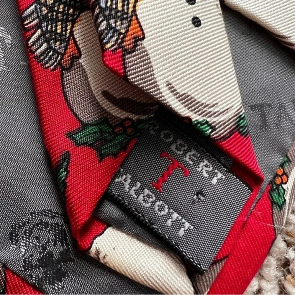 Robert Talbott Jacobson’s Silk Snowman Tie Red Christmas Holiday Winter